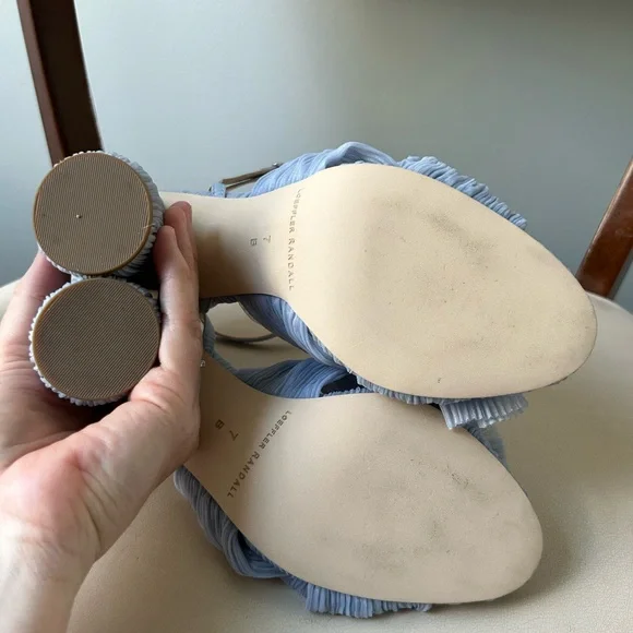 Loeffler Randall blue bow textured Camellia heels - Picture 6 of 7